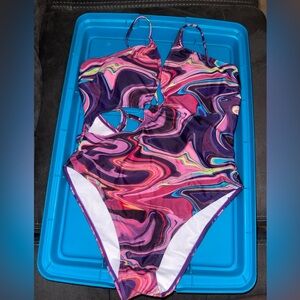 SHEIN BRAND NEW Vibrant Pink and Purple one piece Swimwear size XL